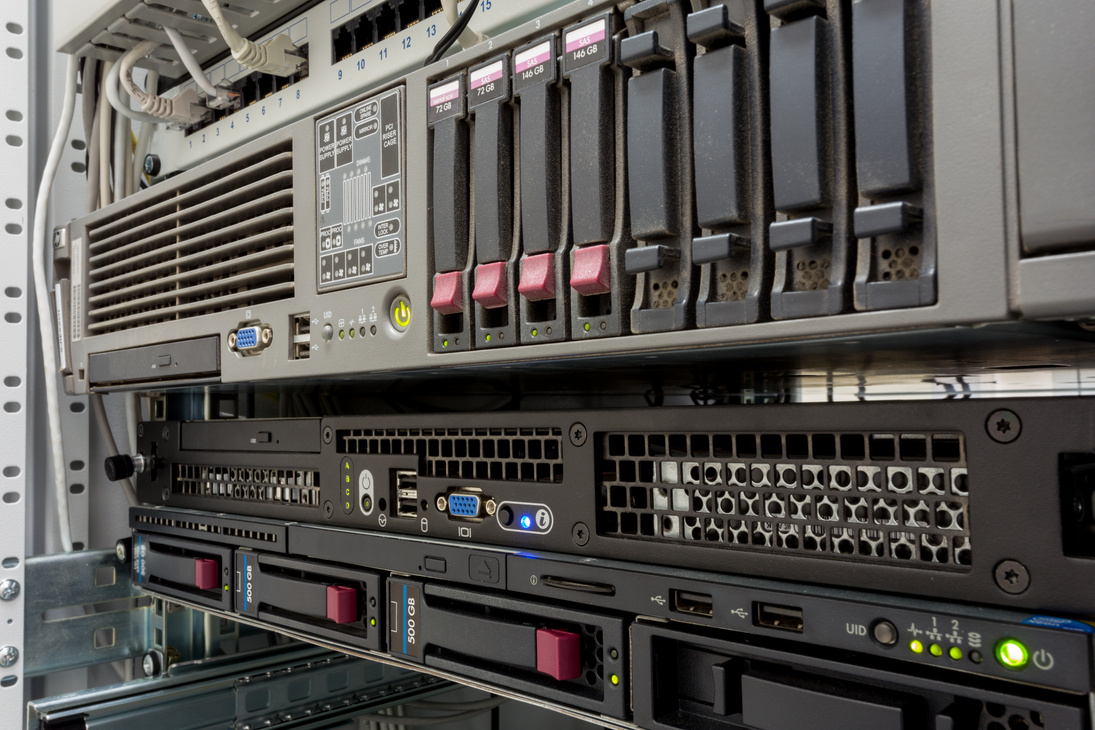 Servers Stack with Hard Drives in a Datacenter